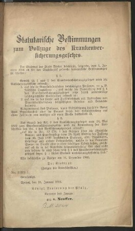 Statuarische Bestimmungen zum Vollzuge des Krankenversicherungsgesetzes