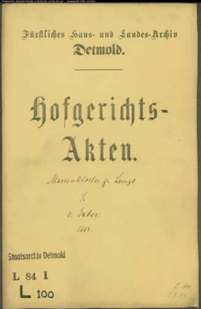 Lemgo, Marienkloster zu gegen Johann von Exter zu Pottenhausen - Schuldforderung