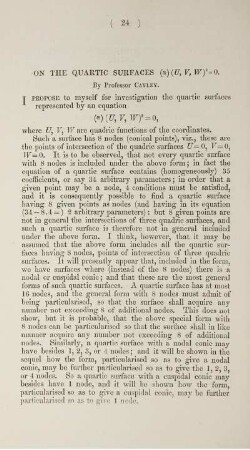 On the quartic surfaces ... .