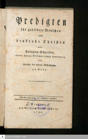 Predigten für gebildete Menschen und denkende Christen