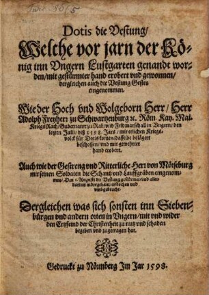 Dotis die Vestung, welche erobert und gewonnen