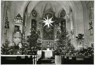 Moritzburg. Inneres der Kirche zu Weihnachten 1979