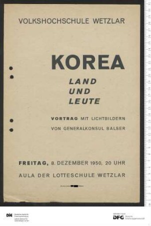 Ankündigung einer einzelnen Veranstaltung 1950