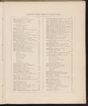Alphabetisches Inhalts-Verzeichnis.