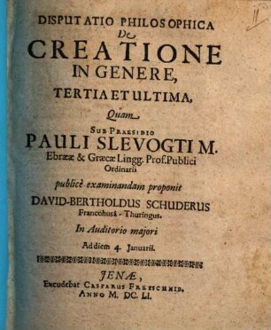 Disp. philos. de creatione in genere, 3