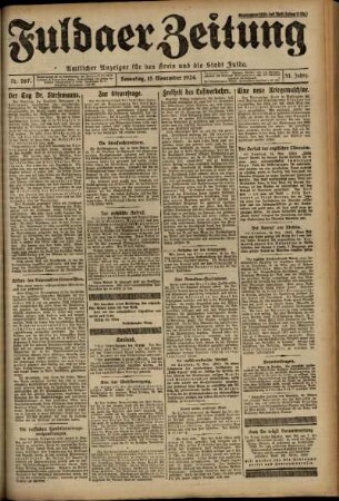 Erste Ausgabe vom Samstag, den 15. November 1924.