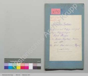 Schreiben von Alfred Krupp betr. Panzerkanone. [Inhaltsverzeichnis, Regest und auszugsweise Abschrift der Archivalie FAH 2 P 22]
