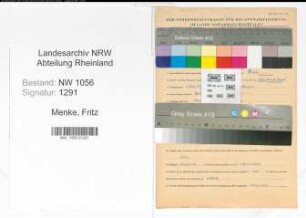 Entnazifizierung Fritz Menke , geb. 03.06.1911 (Angestellter)