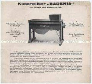 Kleereiber "BADENIA" für Göpel- und Motorantrieb.