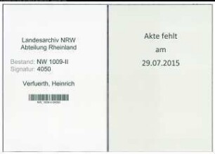 Entnazifizierung Heinrich Verfuerth , geb. 29.03.1888 (Pfoertner)