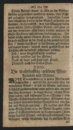 XXIII. Die wahrhafftig-gesehene Meer-Fräulein und Männer.
