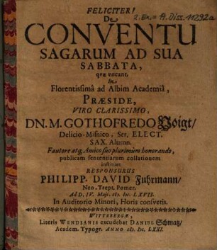 De Conventu Sagarum Ad Sua Sabbata, quae vocant