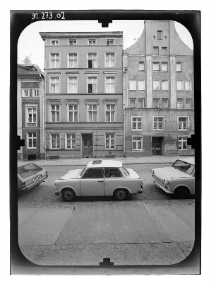 Stralsund-Altstadt, Semlowerstraße 16/15. Wohnhäuser (1878 [Nr. 16]. Straßenfront