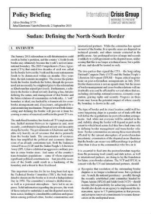 Sudan : defining the north-south border