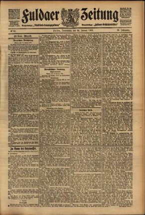 Erste Ausgabe vom Donnerstag, den 14. Januar 1909.