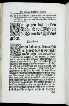 Die Worte unsers Leichen-Textes[...] - Exordium.