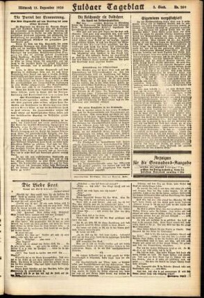 Zweite Ausgabe vom Mittwoch, den 15. Dezember 1920.