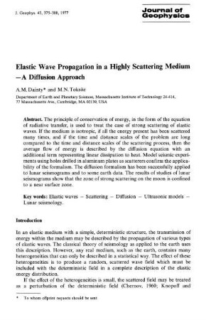 Elastic wave propagation in a highly scattering medium - a diffusion approach