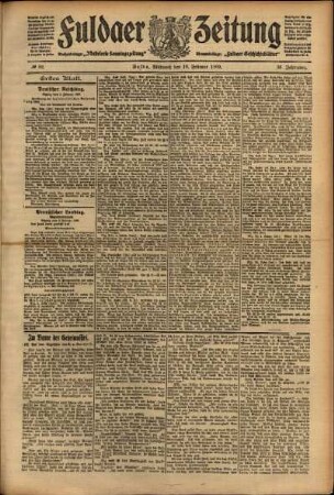Erste Ausgabe vom Mittwoch, den 10. Februar 1909.