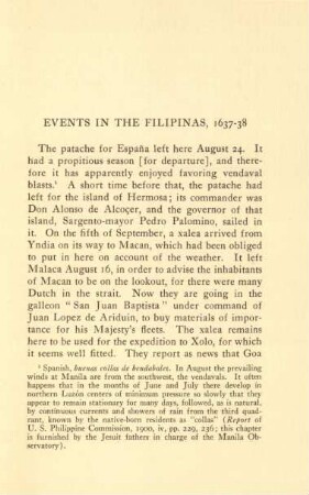Events in the Filipinas, 1637-38