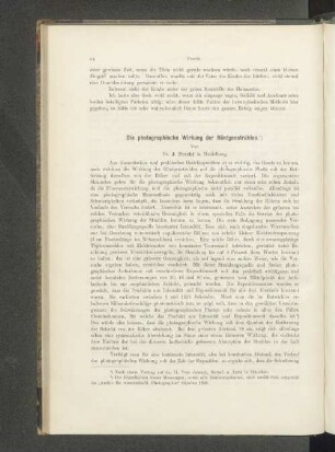 Die photographische Wirkung der Röntgenstrahlen.