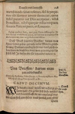 Caput Decimum. Von Brieffen/ darinn man jemandts dancket.