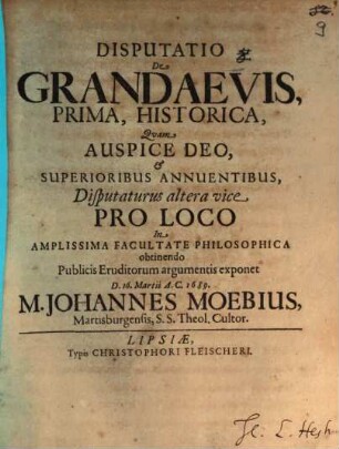 Disp. de grandaevis prima, historica