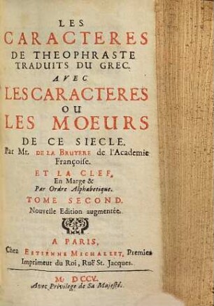 Les caractères de Théophraste, 2