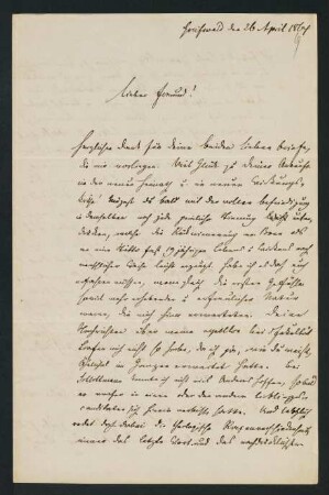 19r-20v, Brief: Greifswald den 26. April 1864