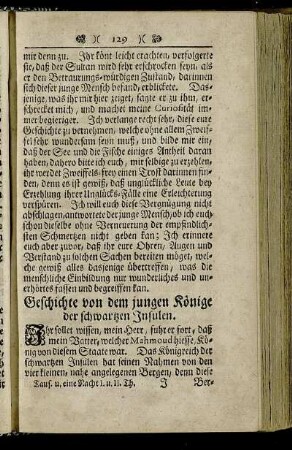 Geschichte von dem jungen Könige der schwartzen Insulen.