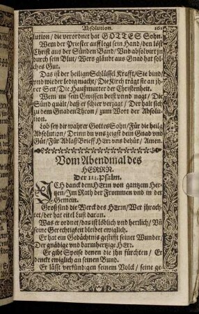 Vom Abendmal des Herren.