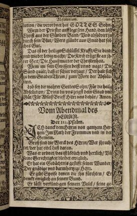Vom Abendmal des Herren.