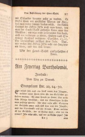 Am Feyertag Bartholomäi.