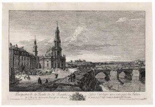 Dresden vom linken Elbufer oberhalb der Augustusbrücke (Die Hofkirche)