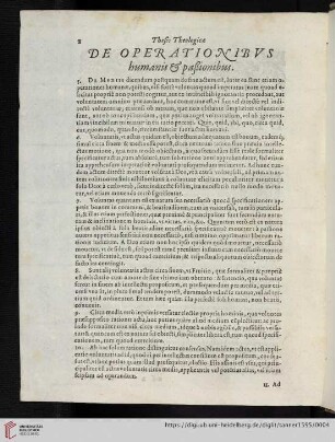 Thesis Theologicæ de operationibvs humanis & paßionibus
