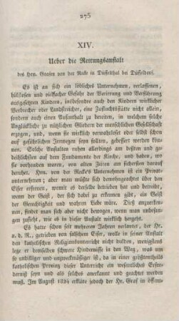 275-279 Ueber die Rettungsanstalt des Hrn. Grafen von der Recke in Düsselthal bei Düsseldorf
