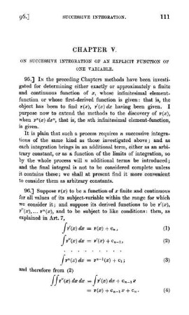 Chapter V. On successive integration of an explicit function of one variable.