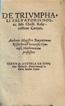De Trivmphali Salvatoris Nostri Iesu Christi Resurrectione Carmen