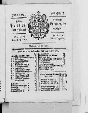 25tes Stück, Ausgabe vom 19. Juni 1799