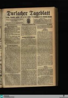 Durlacher Tagblatt : Heimatblatt für die Stadt und den früheren Amtsbezirk Durlach; Pfinztäler Bote für Grötzingen, Berghausen, Söllingen, Wöschbach u. Kleinsteinbach