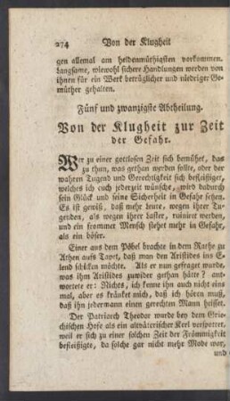 Fünf und zwanzigste Abtheilung. Von der Klugheit zur Zeit der Gefahr