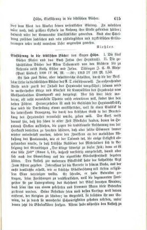 615-616 [Rezension] Hühn, Eugen, Einführung in die biblischen Bücher