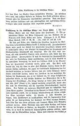615-616 [Rezension] Hühn, Eugen, Einführung in die biblischen Bücher