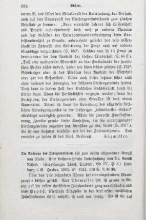 638-640 [Rezension] Richert, Camill, Die Anfänge der Irregularitäten