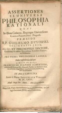 Assertiones ex universa philosophia rationali