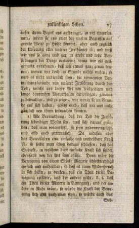 27-38, I) Alle Vermuthung, daß der Tod die Zerstoerung ...