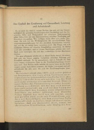 IV. Der Einfluß der Ernährung auf Gesundheit, Leistung und Arbeitskraft