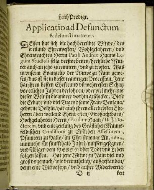 Applicatio ad Defunctum & defuncti matrem.