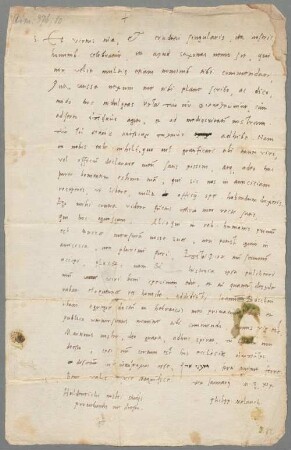 Philipp Melanchthon (1497 - 1560) Autographen: Briefe von Philipp Melanchthon an verschiedene Adressaten - BSB Autogr.Cim. Melanchthon, Philipp, 9. Philipp Melanchthon (1497 - 1560) Autographen: Brief von Philipp Melanchthon an Christoph Scheurl - BSB Autogr.Cim. Melanchthon, Philipp.9