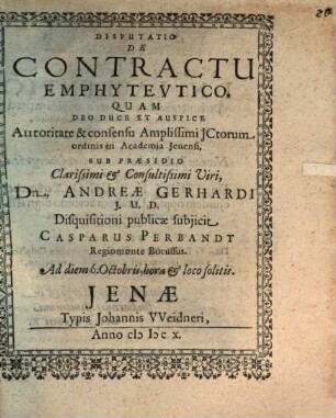 Disp. de contractu emphyteutico